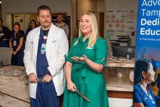 AHU's Dean of nursing speaking at the ribbon cutting
