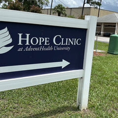 The sign for the Hope Clinic building
